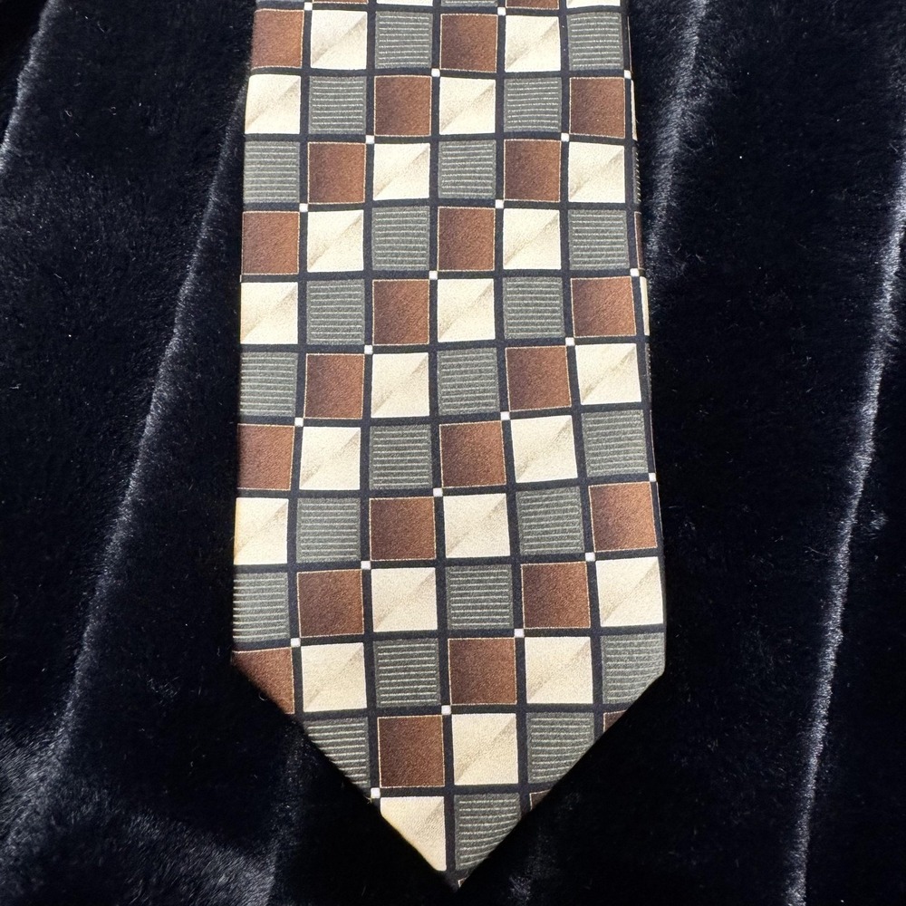 Hermoso Tie Mens Classic Geometric Squares Silk Neckwear Wide Dress Business For